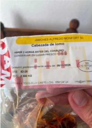 Envase del producto afectado por la alerta ES2026/382
